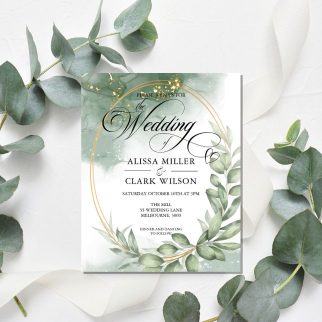 Lámina Invitación a la Boda de Oro de Eucalyptus Greenery (Subido por el creador)