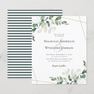 Lámina Invitación a la Boda de Oro de Eucalyptus Greenery