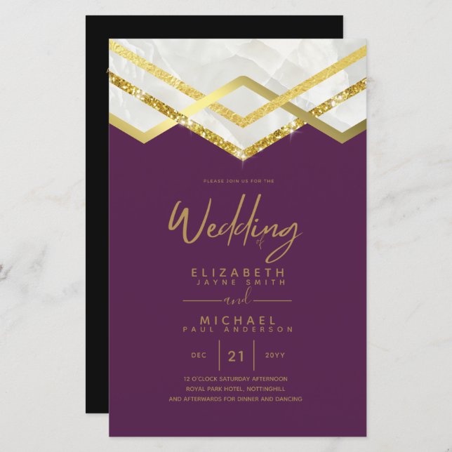 Lámina Invitación a la Boda de Oro de LeahG Budget DECO (Anverso / Reverso)