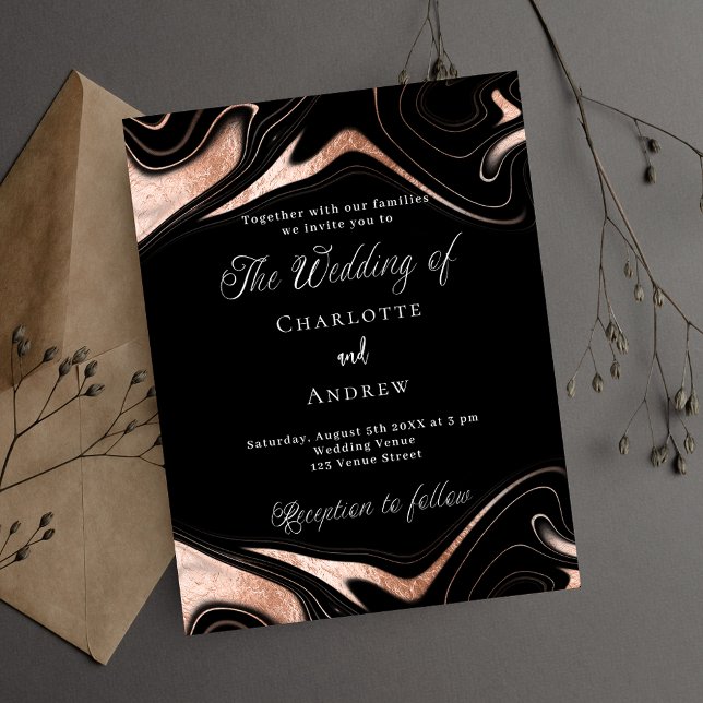 Lámina Invitación a la boda de oro de rosa negro (Subido por el creador)