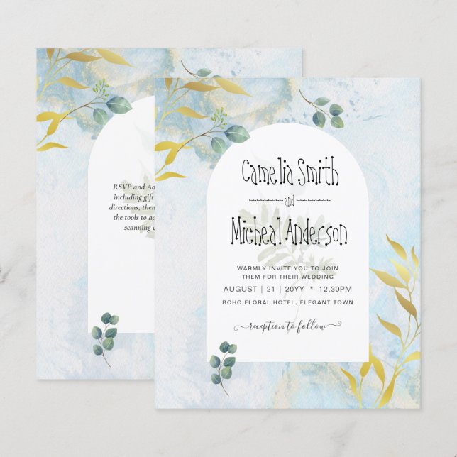 Lámina Invitación a la Boda de Oro de Verdor Botánico de  (Anverso / Reverso)