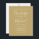 Lámina Invitación a la Boda de Oro Elegante de Presupuest<br><div class="desc">Con sus nombres de estilo distintivo,  esta elegante invitación a bodas de bajo presupuesto puede ser personalizada con su información en elegantes letras con un fondo dorado. Diseñado por Thisisnotme©</div>