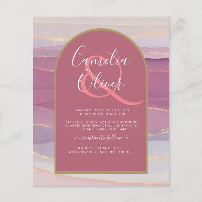 Lámina Invitación a la Boda de Oro LeahG Dusty Rosa Laven (Anverso)