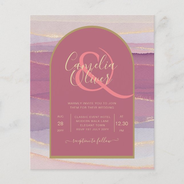 Lámina Invitación a la Boda de Oro LeahG Dusty Rosa Laven (Anverso)