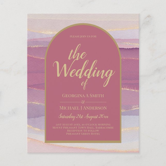 Lámina Invitación a la Boda de Oro LeahG Dusty Rosa Laven (Anverso)