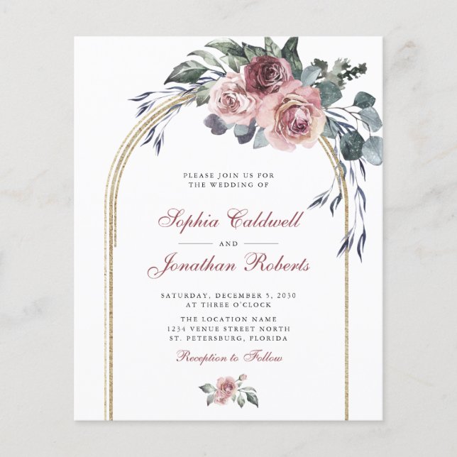 Lámina Invitación a la Boda de Oro para Rosas de Invierno (Anverso)
