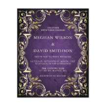 Invitación a la Boda de Oro Púrpura Ornamental Pre