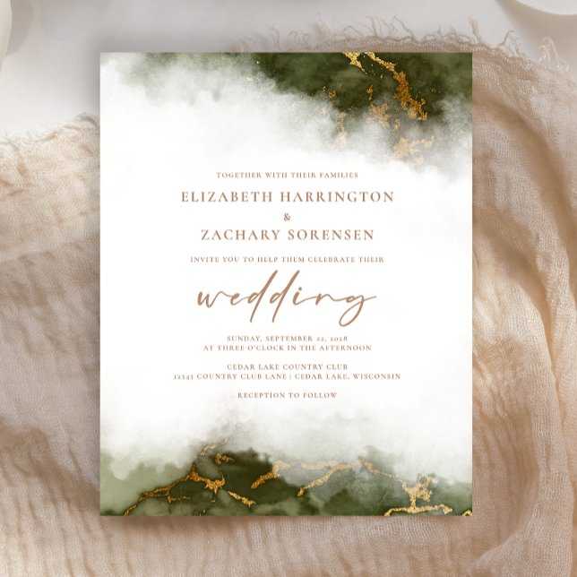 Lámina Invitación a la Boda de Oro Verde de Mármol Presup (Subido por el creador)