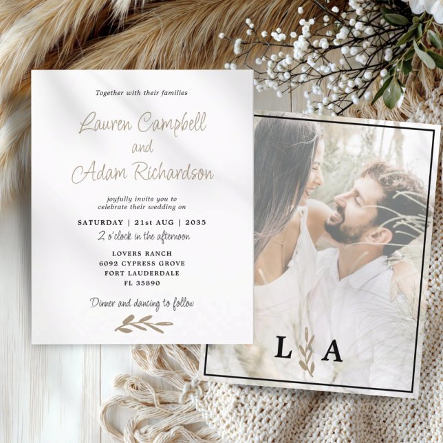 Lámina Invitación a la Boda de Oro y Blanco con Presupues (Subido por el creador)