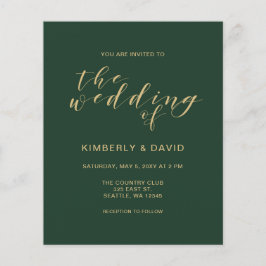 Lámina Invitación a la boda de oro y verde simple con pre