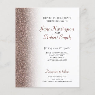 Lámina Invitación a la boda de papel Purpurina de bronce