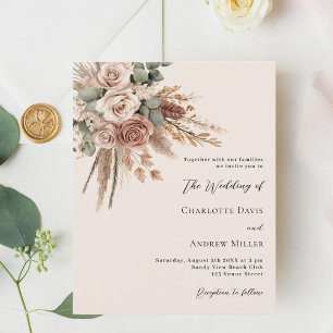 Lámina Invitación a la boda de pasto de los rosas pekines