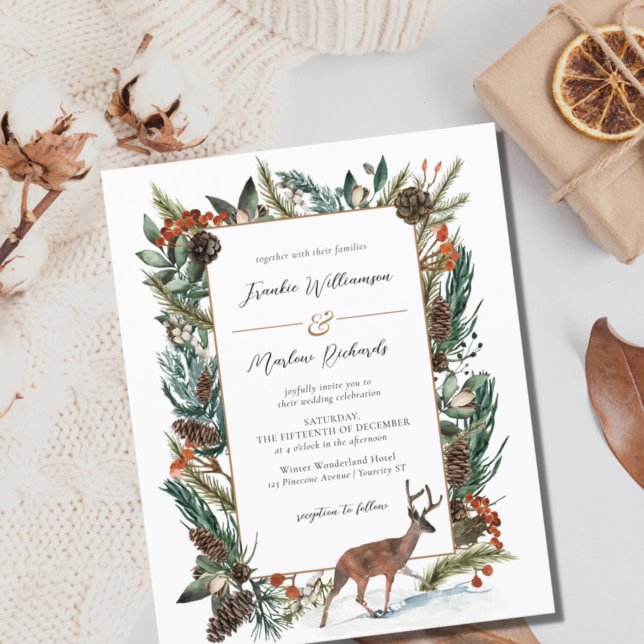 Lámina Invitación a la boda de Pine Cone de Invierno de I (Subido por el creador)