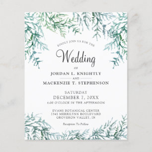 Lámina Invitación a la boda de pino de invierno con acuar
