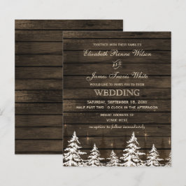 Lámina Invitación a la boda de pino rústico de madera de 
