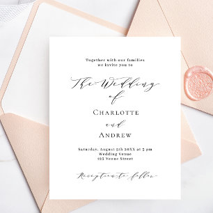 Lámina Invitación a la boda de presupuesto formal en blan