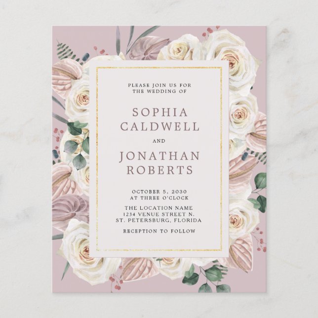 Lámina Invitación a la boda de presupuesto todo en una so (Anverso)