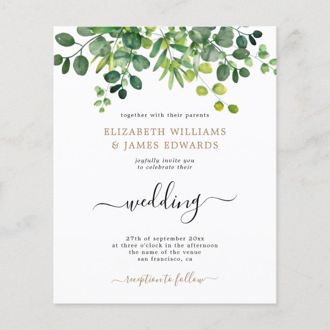 Lámina Invitación a la boda de primavera en el jardín bot (Anverso)