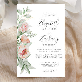 Lámina Invitación a la boda de primavera floral de acuare