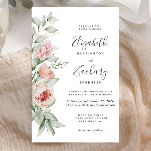 Lámina Invitación a la boda de primavera floral de acuare (Subido por el creador)