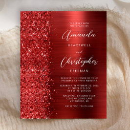 Lámina Invitación a la boda de Purpurina de Glam Rojo de 