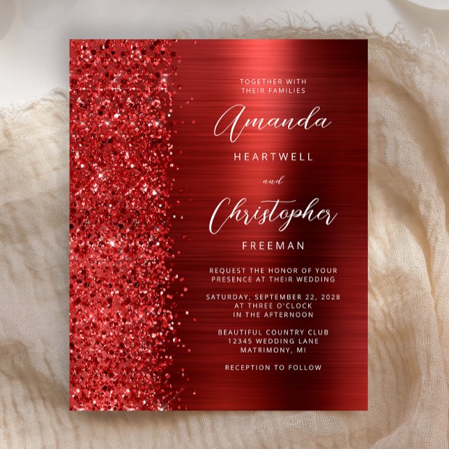 Lámina Invitación a la boda de Purpurina de Glam Rojo de  (Subido por el creador)
