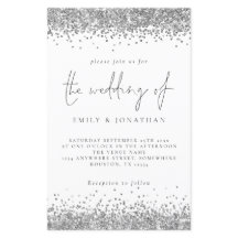 Invitación a la boda de Purpurina de plata de Glam