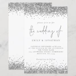 Lámina Invitación a la boda de Purpurina de plata de Glam