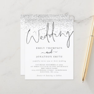 Lámina Invitación a la boda de Purpurina plateado con gui
