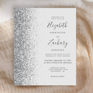 Lámina Invitación a la boda de Purpurinas de plata gris p