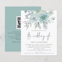 Lámina Invitación a la boda de QR Florals del Mar Verde a