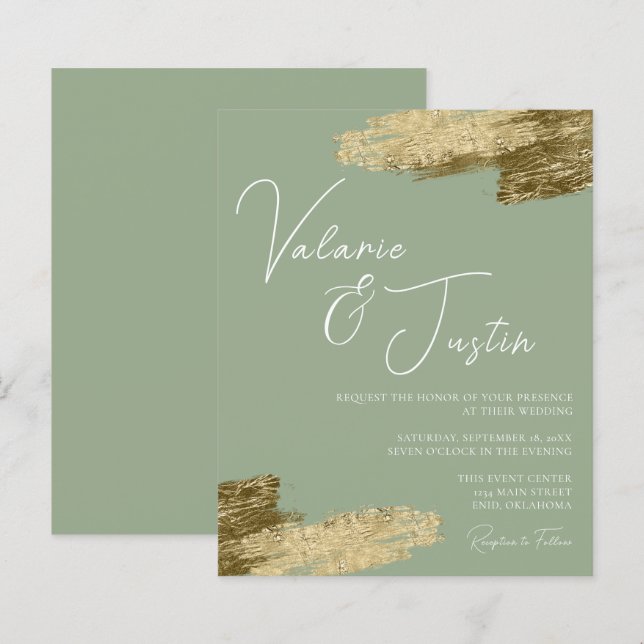 Lámina Invitación a la boda de Relieve metalizado dorado  (Anverso / Reverso)
