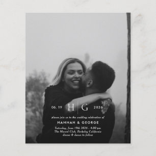 Lámina Invitación a la boda de retrato de monograma moder