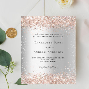 Lámina Invitación a la boda de rosa de oro plateado
