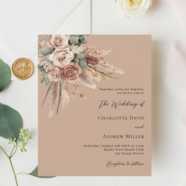 Lámina Invitación a la boda de rosas beige taupe (Subido por el creador)