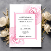 Invitación a la boda de Rosas de acuarela rosada d