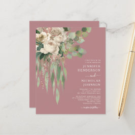Lámina Invitación a la boda de Rosas florales rosados mod