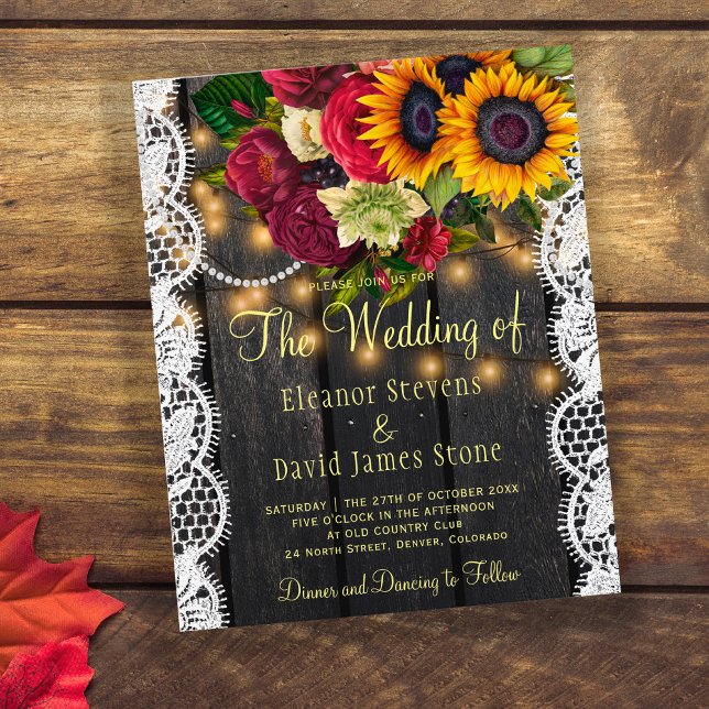 Lámina Invitación a la boda de rosas rústicos de girasol  (Subido por el creador)