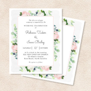 Lámina Invitación a la boda de Rubor con rosas blancas ro
