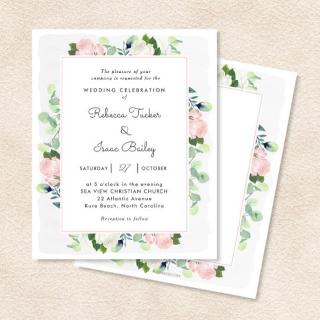 Lámina Invitación a la boda de Rubor con rosas blancas ro (Subido por el creador)