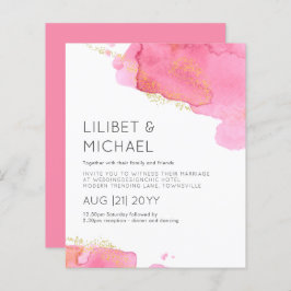 Lámina Invitación a la boda de Rubor Pink Gold Modern BUD