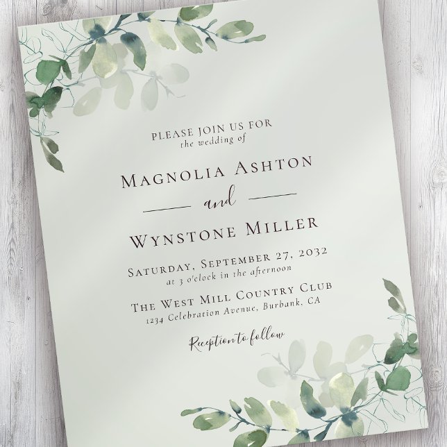 Lámina Invitación a la boda de Sage Green Eucalyptus (Subido por el creador)
