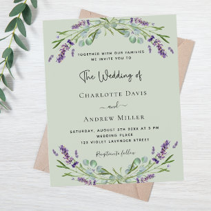 Lámina Invitación a la boda de Sage green Lavender