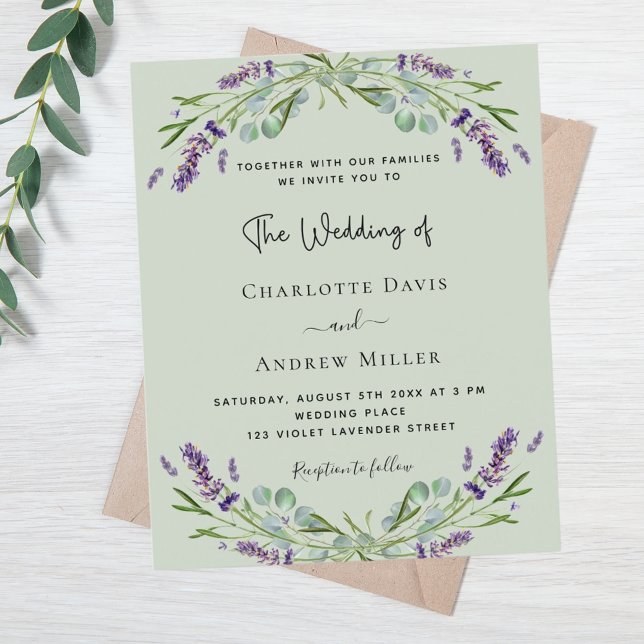 Lámina Invitación a la boda de Sage green Lavender (Subido por el creador)