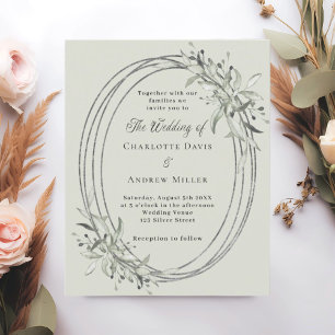 Lámina Invitación a la boda de Sage green Silver Green