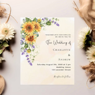 Lámina Invitación a la boda de Sunflowers lavender florin