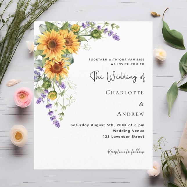 Lámina Invitación a la boda de Sunflowers lavender florin (Subido por el creador)