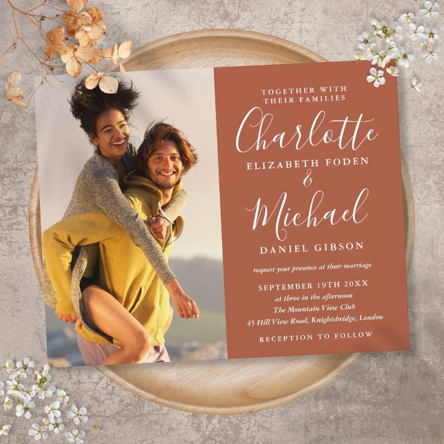 Lámina Invitación a la boda de Terracota con guión de pre (Subido por el creador)