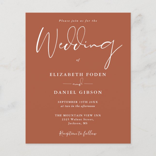 Lámina Invitación a la boda de Terracota Presupuestaria (Anverso)