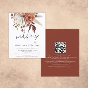 Lámina Invitación a la boda de Terracotta Florals moderna